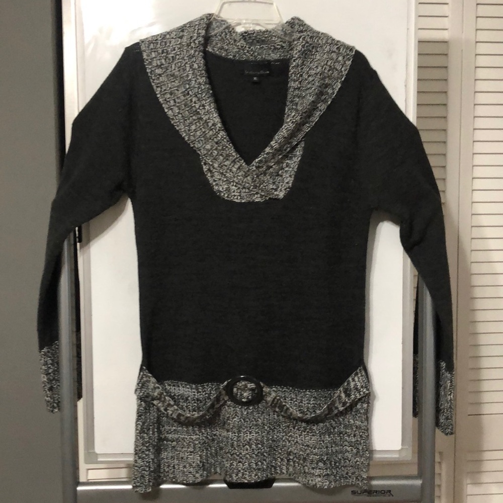 5/$30 Oversized Turtleneck Sweater with Faux Belt